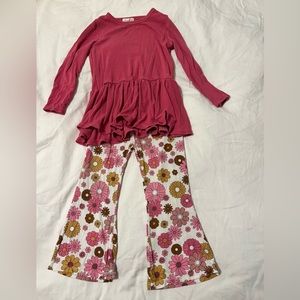 Tullabee peplum top and bamboo bellbottom or flare pants